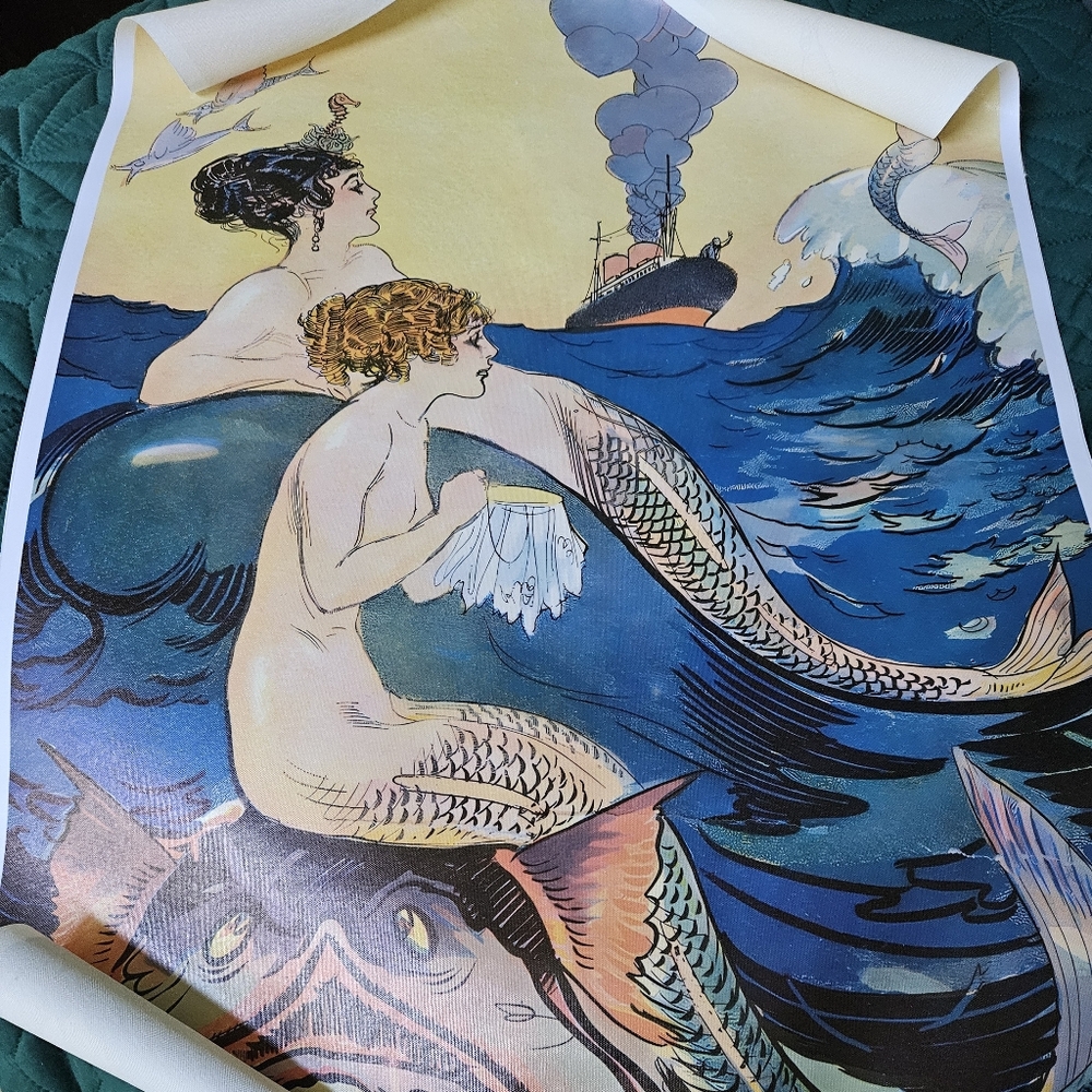 New Vintage Style Mystical Mermaid Art Print No Frame - Picture 3 of 4